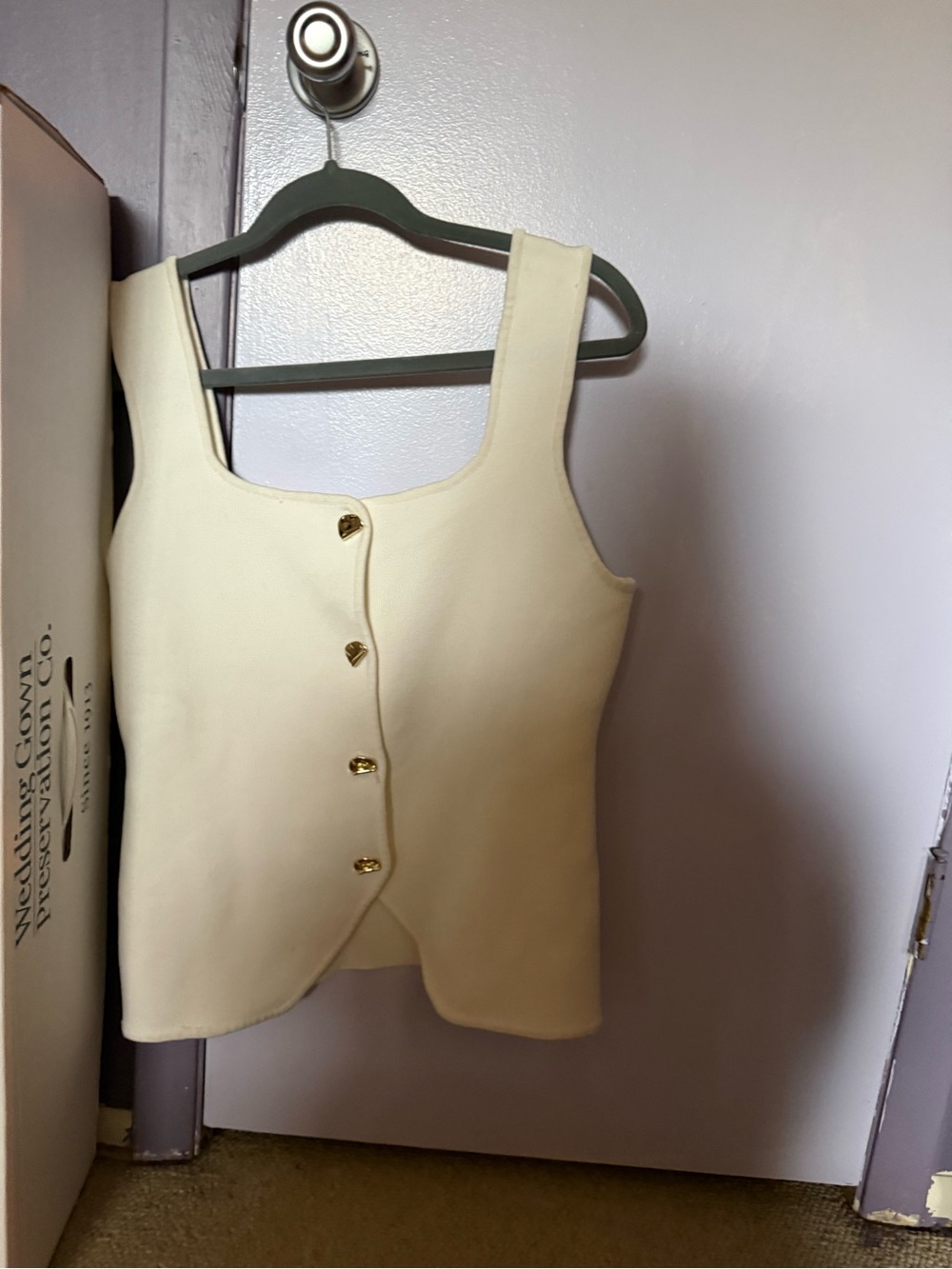 Love Tree Cream Button Tank with Gold Accents